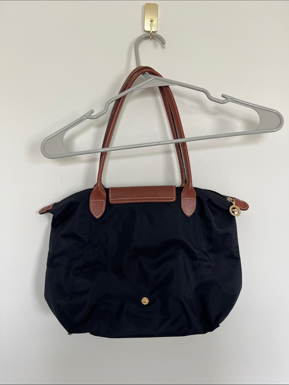 Longchamp Classic Black Tote with Brown Leather Trim - Picture 5 of 9